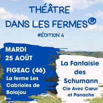 Théâtre dans les fermes à la ferme Les Cabrioles de Balajou à Figeac (46) le 25 août