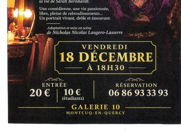 Théâtre à Montcuq : "Le monologue de Sarah Bernhardt"