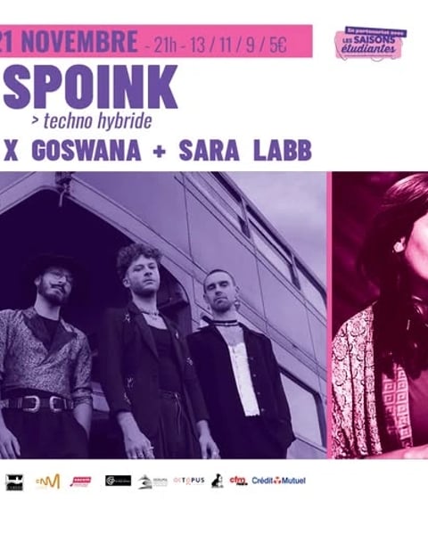Soirée électrotech aux Docks : Spoink + Swanga X Goswana + Sara Labb