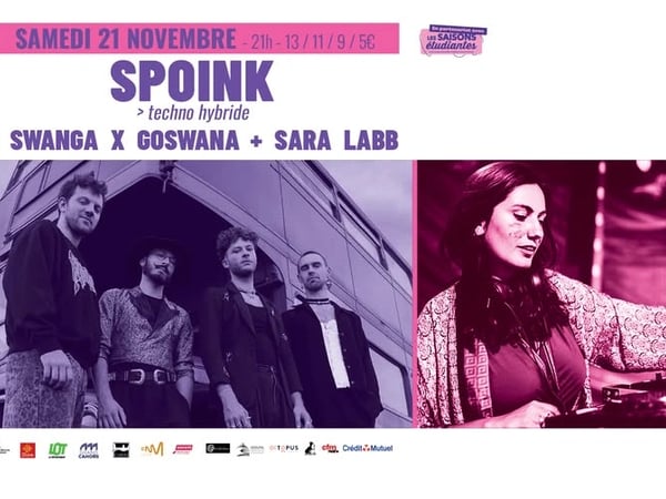 Soirée électrotech aux Docks : Spoink + Swanga X Goswana + Sara Labb